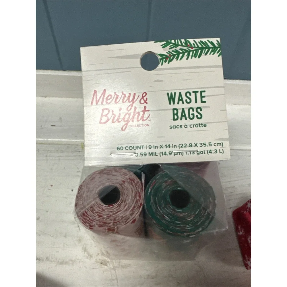 LOT Merry Bright Holiday Dog Collar Waste Bags and Holders‎ Christmas XL 18-28